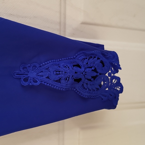 Blue capri leggings with lace XL - Picture 3 of 5